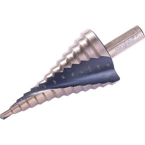 NordWolf M35 Cobalt Step Drill Bit, Spiral Groove Double Flute Multiple Hole Unibit for Stainless Steel & Metal Sheet, 13 SAE Step Sizes 3/16" to 1-3/8"