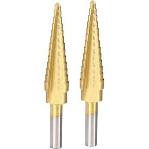 uxcell Step Drill Bit HSS4241 1/8" to 1/2" 13 Sizes Straight Flutes Triangular Shank for Metal Wood Plastic 2Pcs