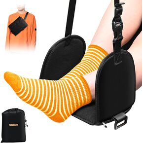 GULIMENG 2 in 1 Portable Foot Hammock with Support - Airplane Foot Rest with Memory Foam for Plane Travel, Comfortable Foot Sling for Airplane Travel Essentials