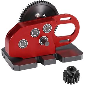 COOWOO Aluminum 2.Low Transmission Overdrive Gearbox with Delrin Skid Spur Gear for 1/10 RC Crawler LCG Chassis Gearbox Capra SCX10 II (Black)