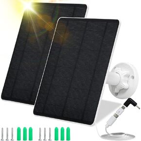 Solar Panel for Security Camera,5W USB Solar Panel for Cameras DC 5V,Camera Solar Panel Charger Micro USB & USB-C & DC,IP65 Waterproof USB Solar Panel Charger for Camera with 360°Adjustable Mounting in Kuwait