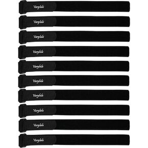 Varylala 10 Pcs Versatile Hook and Loop Securing Straps Tie downs Fastening Stabilizer Straps (1"x24") – (Black)
