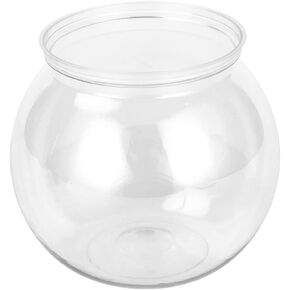 POPETPOP Plastic Fish Bowl - Small Fish Tank Desktop Round Fish Bowl Transparent Aquarium Vase Hydroponic Plant Terrarium for Home Office Decor
