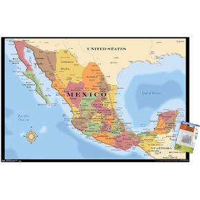 Trends International Map - Mexico Wall Poster, 22.37" x 34.00", Poster & Push Pin Bundle