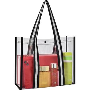 MAY TREE حقيبة شفافة للأمان للسفر وصالة الألعاب الرياضية، حقيبة شفافة مثالية للعمل والحفلات والألعاب الرياضية باللون الأسود in Kuwait