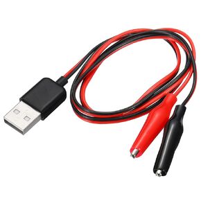MECCANIXITY Crocodile Clamps Test Wire, USB Male to Alligator Clips 60cm for Charge Testing Circuit Adapter Black Red Pack of 2