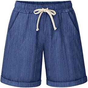 Yoinlia Women's Summer Casual Elastic Waist Drawstring Bermuda Shorts with Pockets in Kuwait