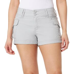 WallFlower Women's Luscious Curvy Twill Cargo Shorts 3" Mid-Rise Insta Stretch Juniors