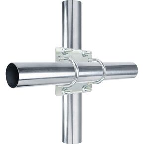 4PCS Antenna Mast Clamp Cross-Over Bracket Kit with U Bolts for 1"-2" OD Poles, Heavy Duty Antenna Pole Mounting Hardware for MINO Yagi TV Antennas, Security Camera, Weather Station