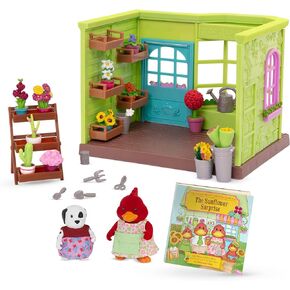 Li’l Woodzeez – Scoops & Sprinkles Ice Cream Shop – 21Pcs Dollhouse Playset – 2 Posable Doll Figures & 1 Storybook Included – Miniature Food & Accessories – Stackable Playset for Kids 3+