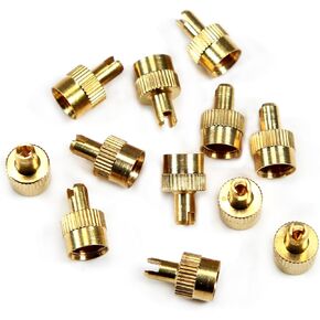 Dsycar 12 Pack Tire Valve Caps, Metal Valve Stem Caps with Valve Core Remover, Universal for Cars, Trucks, Motorcycle, Bicycle (Gold)