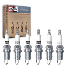 6 pc Champion Copper Plus Spark Plugs compatible with Jeep Grand Cherokee 4.0L L6 1999-2004