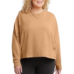 Hanes Womens Originals Fleece Crop Sweatshirt, Soft Brushed Fleece Cropped Pullover, Plus Size Available