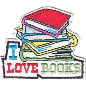 "I LOVE BOOKS" IRON ON EMBROIDERED PATCH - READING - SCHOOL - BOOK - TEACHER -