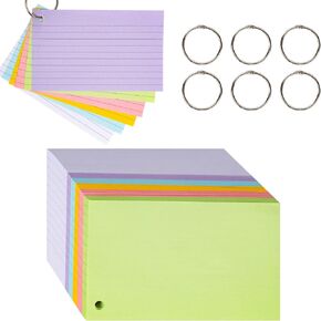 500 PCS Index Cards 3×5, Blank Flash Cards Line Index Cards with Ring, Neon Colored Note Cards, Ruled Study Cards for School Office Home Supplies