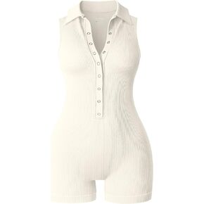 ثوب فضفاض للسيدات من OQQ، رقبة على شكل حرف V مضلعة، بدون أكمام، قابل للتمدد للتحكم في البطن in Kuwait