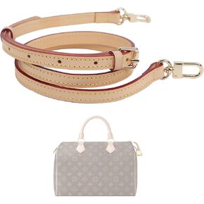XYJG Vachetta Leather Strap for Speedy Bag, Multi Length Handmade Adjustable Cowhide Crossbody Purse Strap for Handbag 【0.7 Inch Wide, Glossy Black】