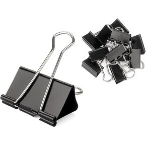 ZZTX Black Binder Clips Paper Clamps Clips Small Size, 1.0 Inches, 36 Pack