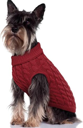 Bonaweite Dog Pullover Sweater, Soft Puppy Turtleneck Sweater for Small Medium Dogs Cats, Cable Knitwear Outfit, Dog Winter Clothes for Cold Weather in Saudi Arabia