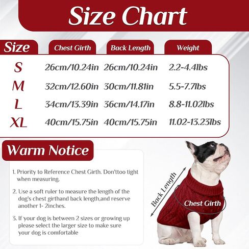 Bonaweite Dog Pullover Sweater, Soft Puppy Turtleneck Sweater for Small Medium Dogs Cats, Cable Knitwear Outfit, Dog Winter Clothes for Cold Weather in Saudi Arabia