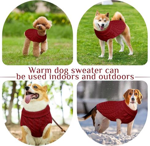 Bonaweite Dog Pullover Sweater, Soft Puppy Turtleneck Sweater for Small Medium Dogs Cats, Cable Knitwear Outfit, Dog Winter Clothes for Cold Weather in Saudi Arabia