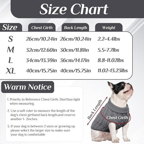 سترة صوفية للكلاب من Bonaweite، سترة ناعمة بياقة مدورة للكلاب الصغيرة والمتوسطة والقطط، ملابس تريكو للكابل، ملابس شتوية للكلاب للطقس البارد in Kuwait