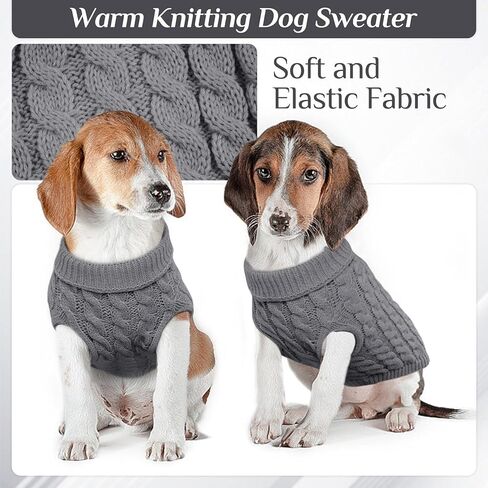 سترة صوفية للكلاب من Bonaweite، سترة ناعمة بياقة مدورة للكلاب الصغيرة والمتوسطة والقطط، ملابس تريكو للكابل، ملابس شتوية للكلاب للطقس البارد in Kuwait