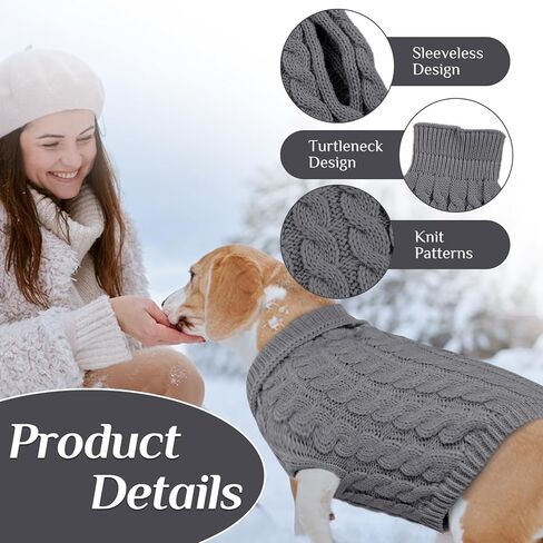 سترة صوفية للكلاب من Bonaweite، سترة ناعمة بياقة مدورة للكلاب الصغيرة والمتوسطة والقطط، ملابس تريكو للكابل، ملابس شتوية للكلاب للطقس البارد in Kuwait