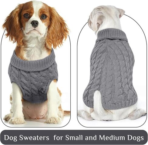 سترة صوفية للكلاب من Bonaweite، سترة ناعمة بياقة مدورة للكلاب الصغيرة والمتوسطة والقطط، ملابس تريكو للكابل، ملابس شتوية للكلاب للطقس البارد in Kuwait