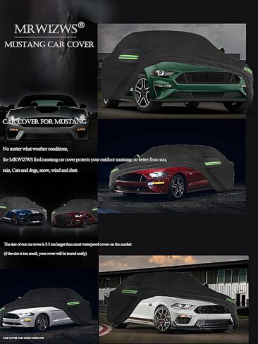 غطاء سيارة لسيارة موستانج، فورد موستانج (1965-1973/1994-2023)، قماش أكسفورد 210D، مقاوم للأشعة فوق البنفسجية ومقاوم للماء بنسبة 100%، غطاء سيارة، أغطية سيارة مقاومة للماء in Kuwait