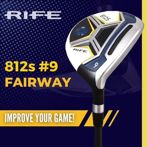 نادي الجولف الخشبي Rife 812s Offset 9 Wood للرجال من كبار السن، مرن لكبار السن مع مقابض رجالية كبيرة الحجم باللون الأسود Pro Velvet in Kuwait