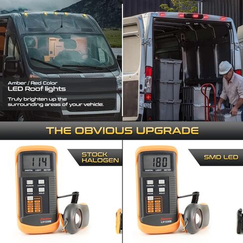 مجموعة مصابيح الجري VIPMOTOZ 10 قطع LED أمامية + خلفية للسقف العلوي متوافقة مع 2015-2023 Ram ProMaster 1500 2500 3500 عدسة ملونة مدخنة غطاء كروم أمامي كهرماني خلفي أحمر in Saudi Arabia