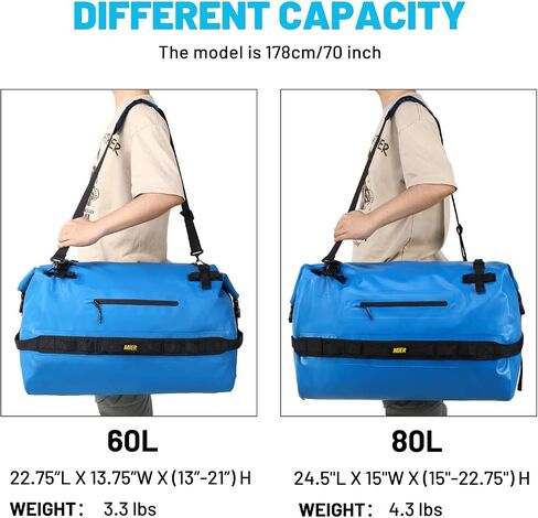 MIER Large Waterproof Duffel Bag Rolltop Dry Backpack Duffle Bags for Kayaking, Rafting, Boating, Swimming, Camping, Travel, Gym, Beach, 60L/80L in Saudi Arabia