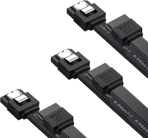 OHKIKOME SATA Cable III 3 Pack, SATA Cable 6Gbps Straight Data Cable with Locking Latch 15.7 Inch Compatible for SATA HDD, SSD, CD Driver, CD Writer - Black in Saudi Arabia