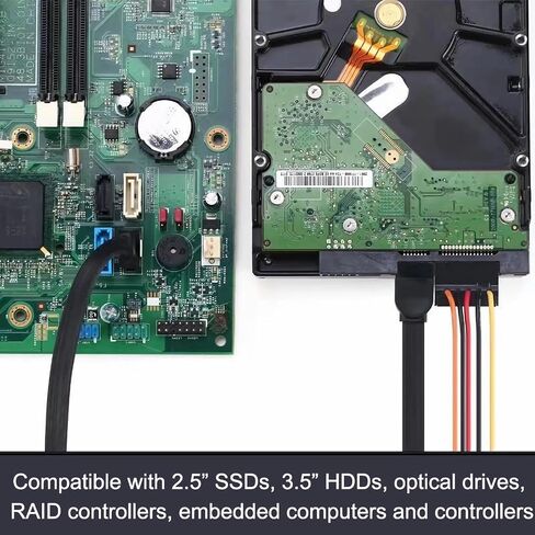 OHKIKOME SATA Cable III 3 Pack, SATA Cable 6Gbps Straight Data Cable with Locking Latch 15.7 Inch Compatible for SATA HDD, SSD, CD Driver, CD Writer - Black in Saudi Arabia