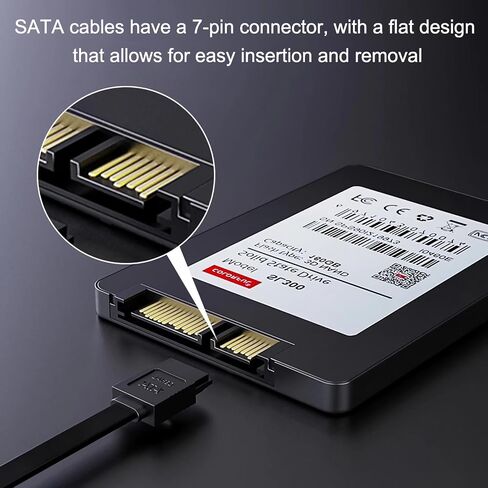 OHKIKOME SATA Cable III 3 Pack, SATA Cable 6Gbps Straight Data Cable with Locking Latch 15.7 Inch Compatible for SATA HDD, SSD, CD Driver, CD Writer - Black in Saudi Arabia