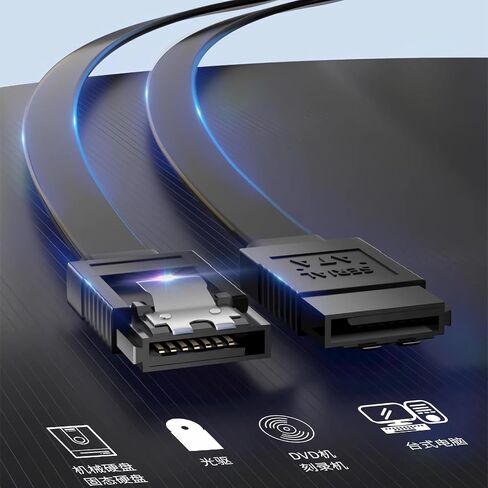 OHKIKOME SATA Cable III 3 Pack, SATA Cable 6Gbps Straight Data Cable with Locking Latch 15.7 Inch Compatible for SATA HDD, SSD, CD Driver, CD Writer - Black in Saudi Arabia