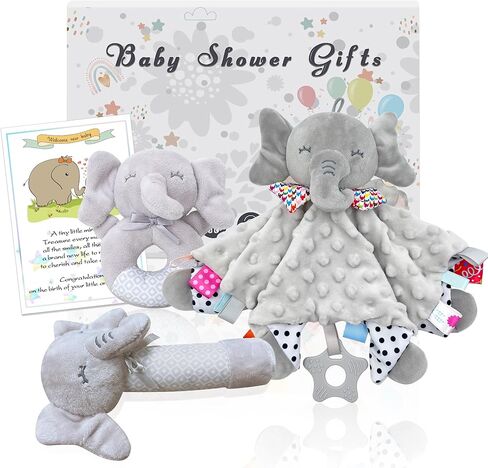 مجموعة هدايا خشخيشة للأطفال من 3 قطع من نومياول - هدايا استحمام للأطفال للجنسين لحديثي الولادة - ألعاب هزازة على شكل فيل ناعم محبب على شكل جرس يدوي، هدايا حديثي الولادة لسلة هدايا الأطفال، ألعاب الأولاد والبنات من عمر 0 ​​إلى 6 أشهر in Kuwait