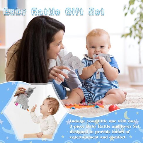مجموعة هدايا خشخيشة للأطفال من 3 قطع من نومياول - هدايا استحمام للأطفال للجنسين لحديثي الولادة - ألعاب هزازة على شكل فيل ناعم محبب على شكل جرس يدوي، هدايا حديثي الولادة لسلة هدايا الأطفال، ألعاب الأولاد والبنات من عمر 0 ​​إلى 6 أشهر in Kuwait