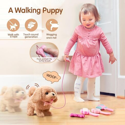 صندوق ستوكاستيك للمشي والنباح على شكل جرو لعبة كلب مع جهاز تحكم عن بعد، لعبة كلب جرو من القطيفة الإلكترونية، لعبة كلب تفاعلية للأطفال الصغار، هدية للأحفاد البنات in Kuwait