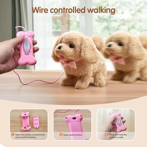 صندوق ستوكاستيك للمشي والنباح على شكل جرو لعبة كلب مع جهاز تحكم عن بعد، لعبة كلب جرو من القطيفة الإلكترونية، لعبة كلب تفاعلية للأطفال الصغار، هدية للأحفاد البنات in Kuwait