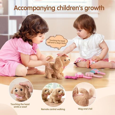 صندوق ستوكاستيك للمشي والنباح على شكل جرو لعبة كلب مع جهاز تحكم عن بعد، لعبة كلب جرو من القطيفة الإلكترونية، لعبة كلب تفاعلية للأطفال الصغار، هدية للأحفاد البنات in Kuwait