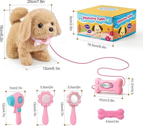 صندوق ستوكاستيك للمشي والنباح على شكل جرو لعبة كلب مع جهاز تحكم عن بعد، لعبة كلب جرو من القطيفة الإلكترونية، لعبة كلب تفاعلية للأطفال الصغار، هدية للأحفاد البنات in Kuwait