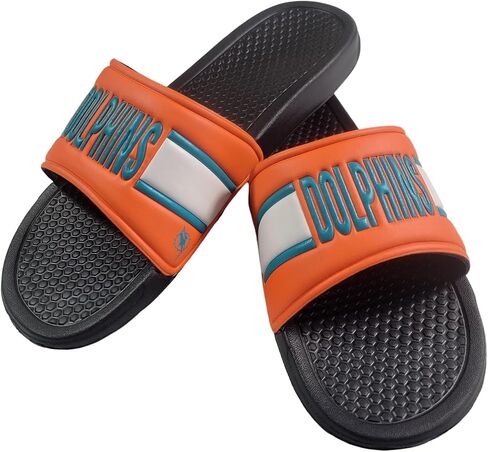 صنادل FOCO NFL Miami Dolphins للرجال من Raised Wordmark Sport Shower Slide، أسود، XL in Saudi Arabia