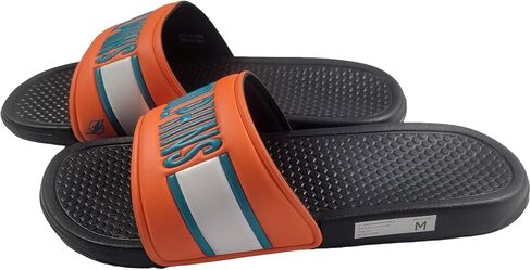 صنادل FOCO NFL Miami Dolphins للرجال من Raised Wordmark Sport Shower Slide، أسود، XL in Saudi Arabia