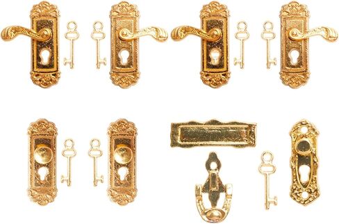 16 قطعة 1/12 مقياس عتيق مقبض باب معدني مصغر، قفل ومفتاح للمشهد المصغر ملحقات ديكور أجهزة المنزل المصغرة in Kuwait