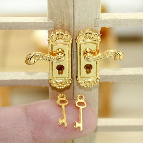 16 قطعة 1/12 مقياس عتيق مقبض باب معدني مصغر، قفل ومفتاح للمشهد المصغر ملحقات ديكور أجهزة المنزل المصغرة in Kuwait