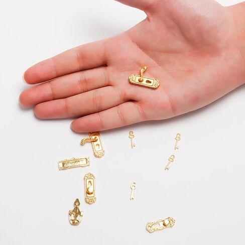 16 قطعة 1/12 مقياس عتيق مقبض باب معدني مصغر، قفل ومفتاح للمشهد المصغر ملحقات ديكور أجهزة المنزل المصغرة in Kuwait