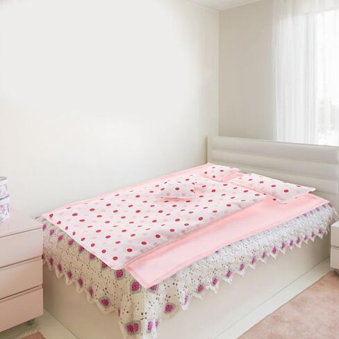 طقم سرير ibasenice Dollhouse مكون من 5 قطع مع وسائد لحاف وبطانية بمقياس 1/12 وإكسسوارات غرفة النوم الواقعية وإكسسوارات السرير المصغرة in Saudi Arabia
