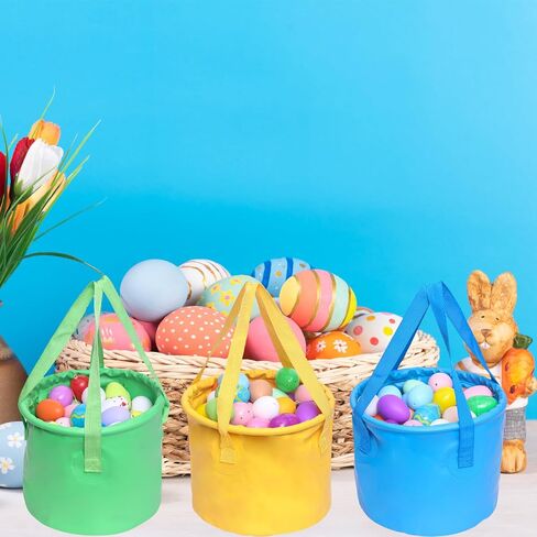3 عبوات من سلال بيض عيد الفصح لصيد بيض عيد الفصح، سلة أرنب عيد الفصح المنسوجة بمقبض in Saudi Arabia